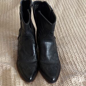 Black Western Pointed-Toe Ankle Booties